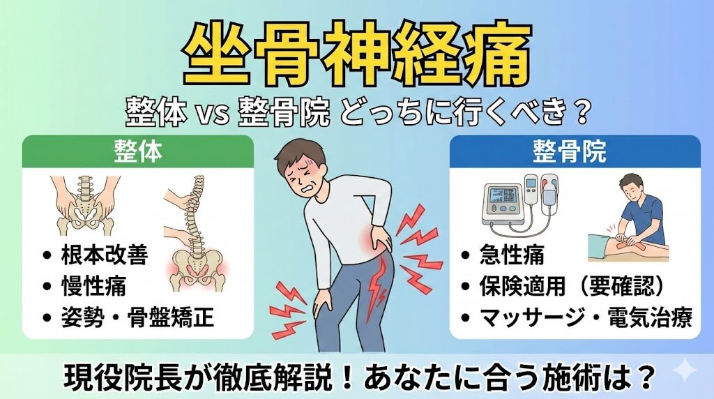 八千代市の坐骨神経痛、整体と整骨院どっち？