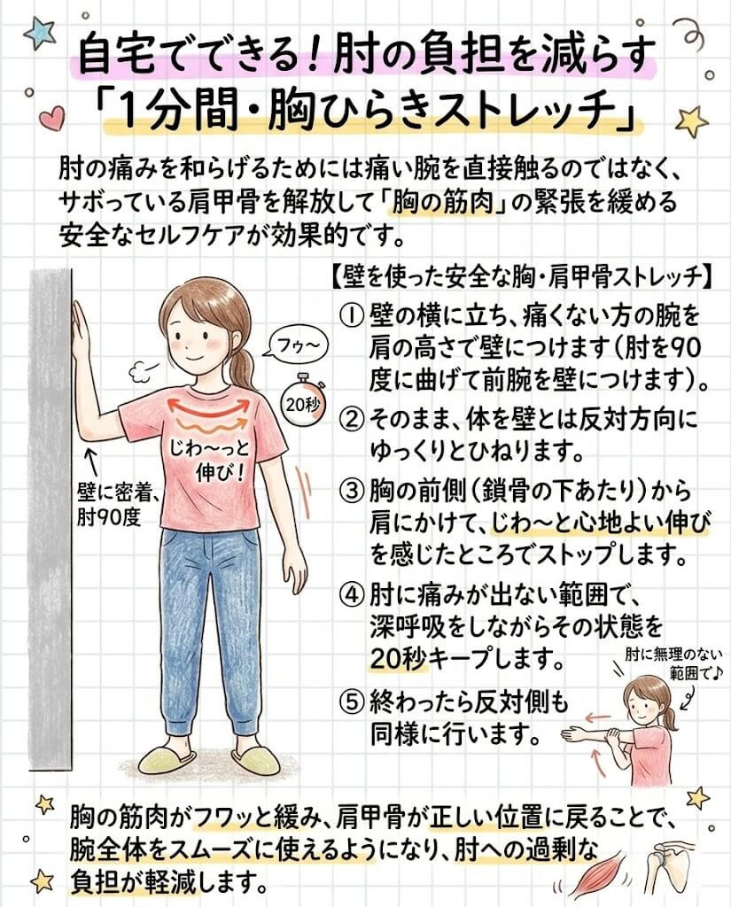 腱鞘炎のための胸開きストレッチ